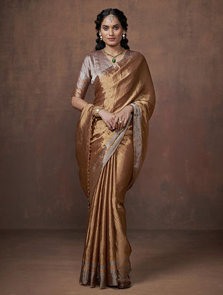 Gold Handloom Chanderi Tissue Saree