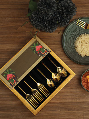 Wooden Printed Gajraj Cutlery Tray