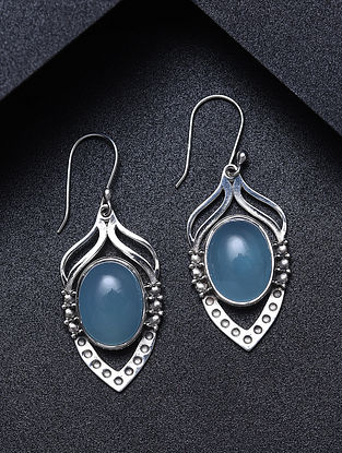 Blue Sterling Silver Earrings with Chalcedony