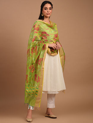 Green Handwoven Chanderi Silk Cotton Dupatta