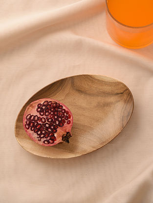 Natural Neem Wood Oval Tray (L - 7.3in, W - 4.7in)