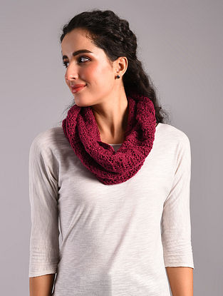 Pink Hand Knit Wool Cowl