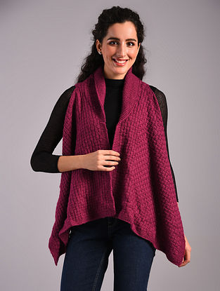 Pink Hand Knit Wool Shrug