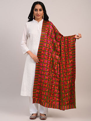 Multicolour Handwoven Crepe Silk Dupatta