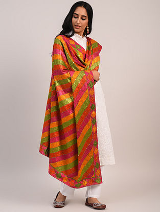 Multicolour Handwoven Crepe Silk Dupatta