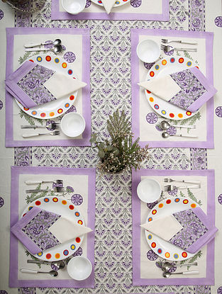 Multicolor Handblock Printed Placemat & Napkin Set (Set of 12)
