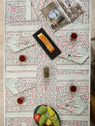 Multicolor Handblock Printed Placemat & Napkin Set (Set of 12)