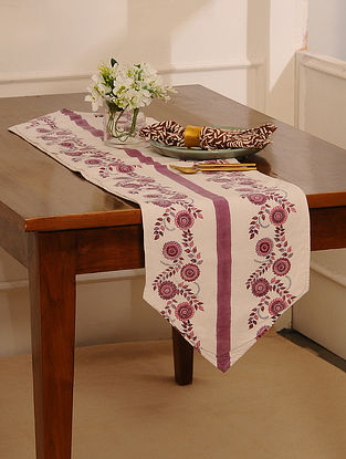 Handblock Printed Cotton Table Runner (L- 51in, W- 13in)