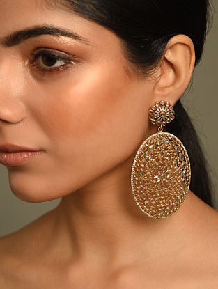 Gold Plated Kundan Silver Earrings