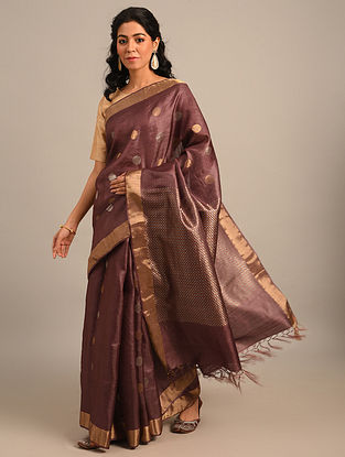 Brown Handwoven  Silk Saree