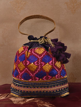 Multicolored Phulkari Embroidered Velvet Potli