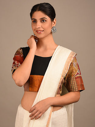 Multicolour Kantha Silk Cotton Blouse with Patchwork 