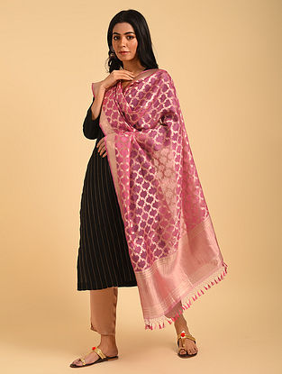 Pink Benarasi Handloom Silk Dupatta