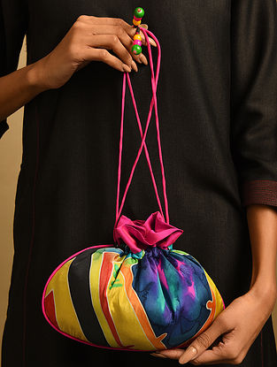 Multicolored Handcrafted Printed Silk Potli