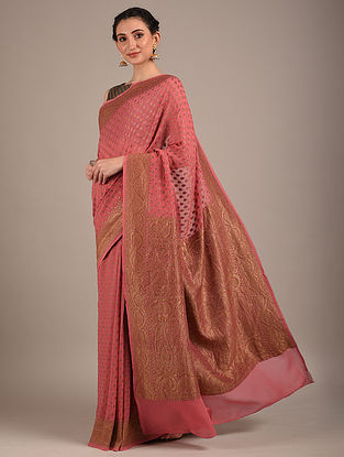 Pink Handloom Banarasi Georgette Saree