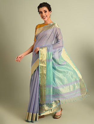 Purple Handwoven Maheshwari Silk Saree