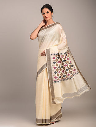 White Handloom Silk Saree