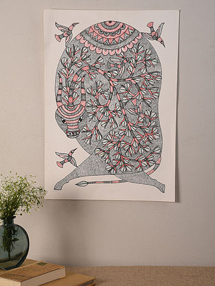 Multicolored Hand Painted Gond Art Work (L - 20in, W - 14in)