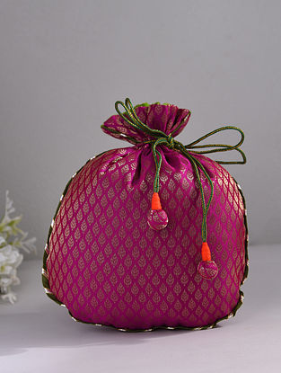 Pink Handcrafted Brocade Potli