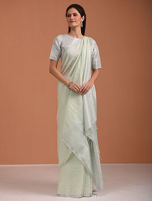 Green Handloom Linen Saree