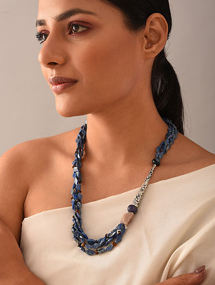 Blue Tribal Silver Necklace With Sodolite