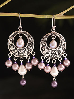 Tribal Silver Earrings With Pearls