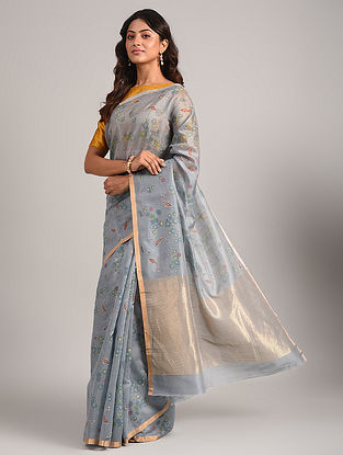 Blue Handwoven Chanderi Silk Cotton Saree