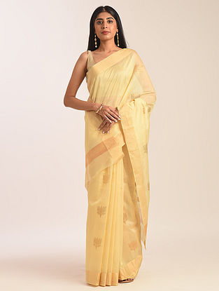 Yellow Handwoven Chanderi Cotton Silk Saree