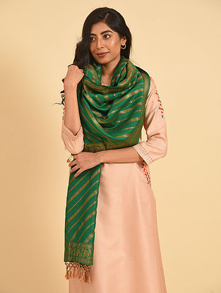 Green Handloom Banarasi Silk Dupatta
