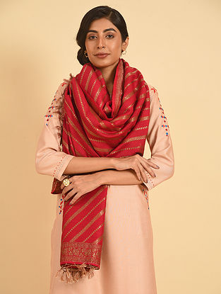 Red Handloom Banarasi Silk Dupatta
