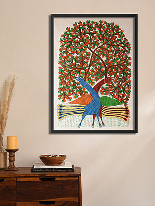 Handpainted Gond Art On Canvas (L- 47.5in, W- 35in)