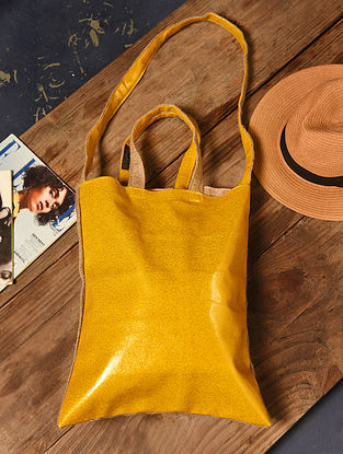 Yellow Beige Handcrafted Jute Sling Bag