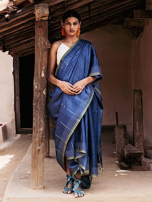 Blue Handwoven Kosa Silk Saree