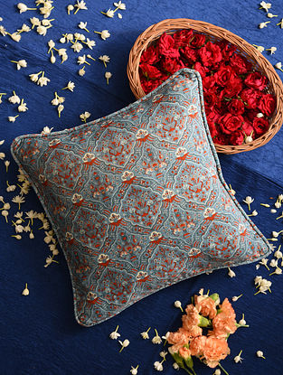 Blue Red Digital Printed Velvet Cotton Cushion Cover ( 16 x 16in)
