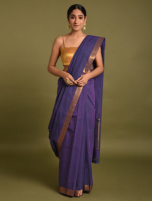 Purple Handwoven Cotton Saree