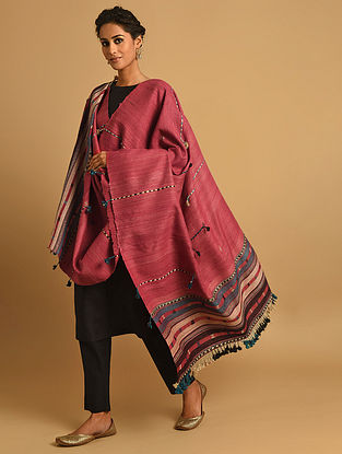 Pink Handwoven Wool Shawl