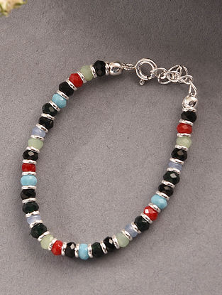 Multicolour Tribal Silver Nazariya Bracelet for Kids