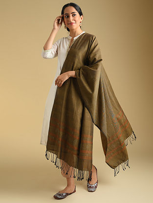 Brown Handwoven Tangaliya Cotton Dupatta