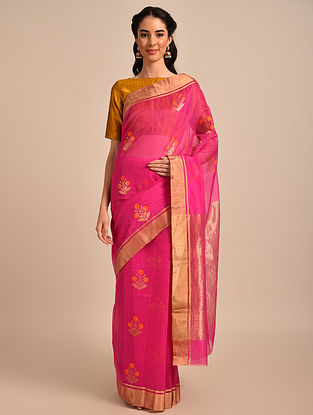 Pink Handwoven Chanderi Saree