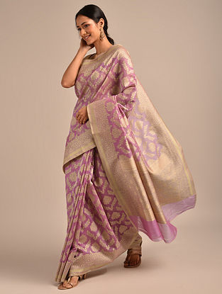 Purple Benarasi Handwoven Cotton Saree