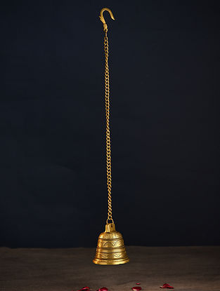 Antique Brass Handcrafted Temple Bell (L - 25in, W - 3.5in)