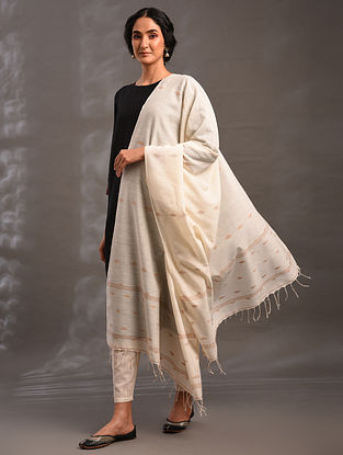 Ivory Jamdani Handloom Cotton Dupatta