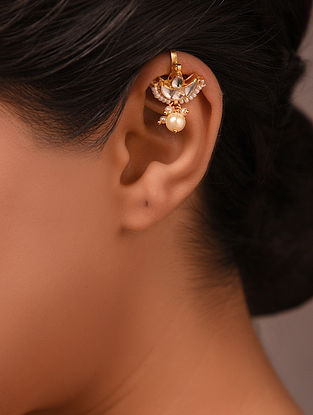White Gold Tone Bugadi Earrings