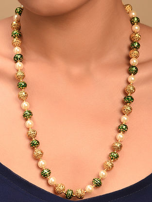 Green White Gold Tone Necklace