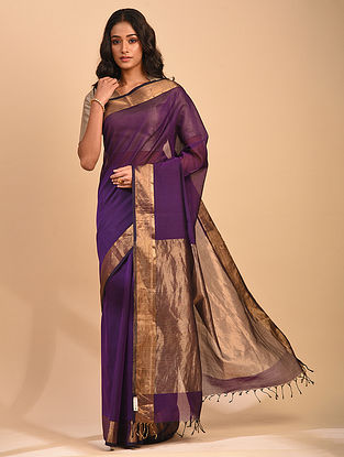 Purple Maheshwari Silk Cotton Saree