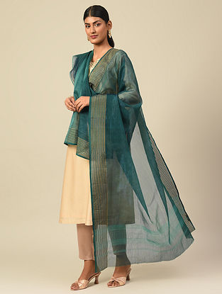 Green Handwoven Maheshwari Silk Cotton Dupatta