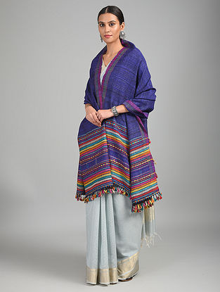 Blue Handwoven Bhujodi Wool Shawl