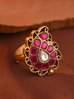 Pink Gold Tone Silver Ring 