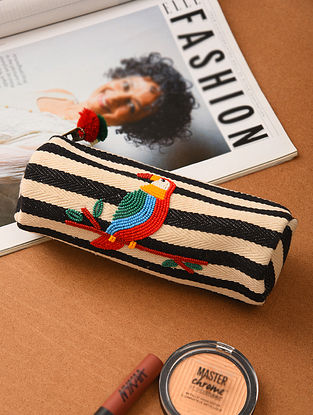 Multicolored Handcrafted Beaded Cotton Tapestry Pencil Case