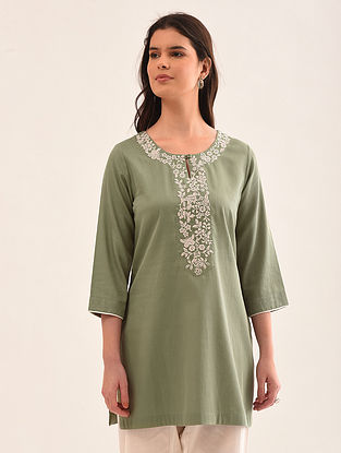 Green Embroidered Cotton Tunic